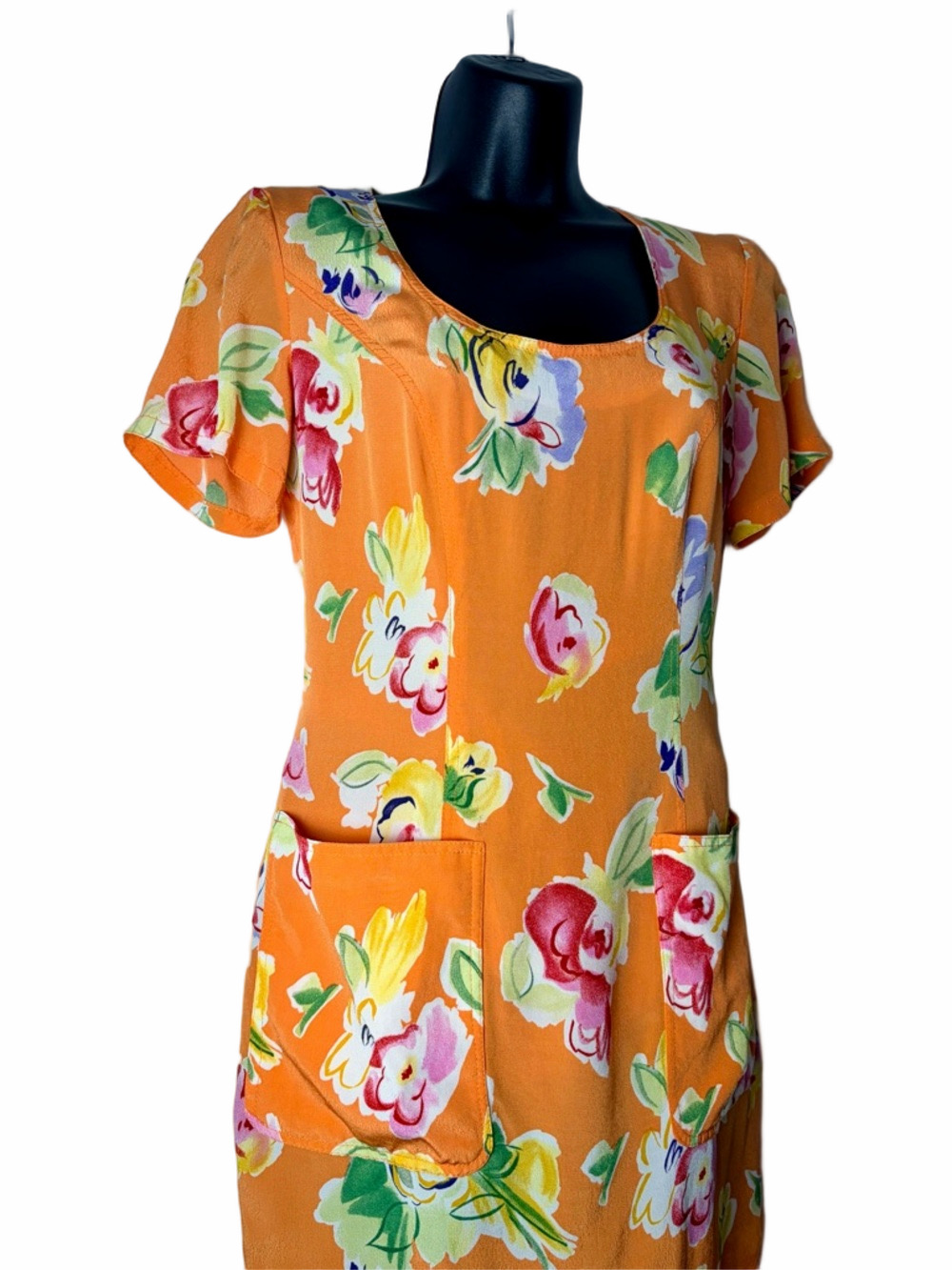 Vintage Beautiful Thérèse Baumaire PARIS Orange Floral Dress - Picture 2 of 8